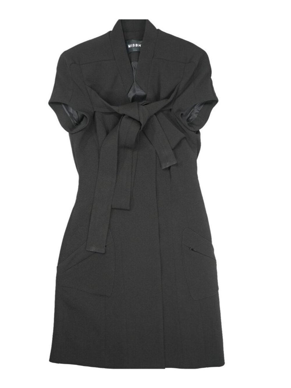 MISBHV Front Sash Back Cutout Dress in Black